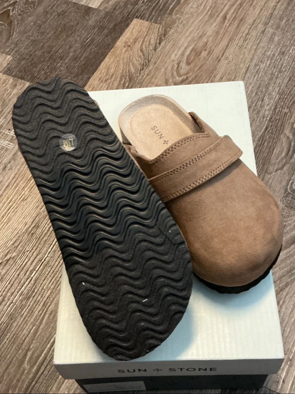 Sun + Stone Kids Suede Slip-On Clog in Tan